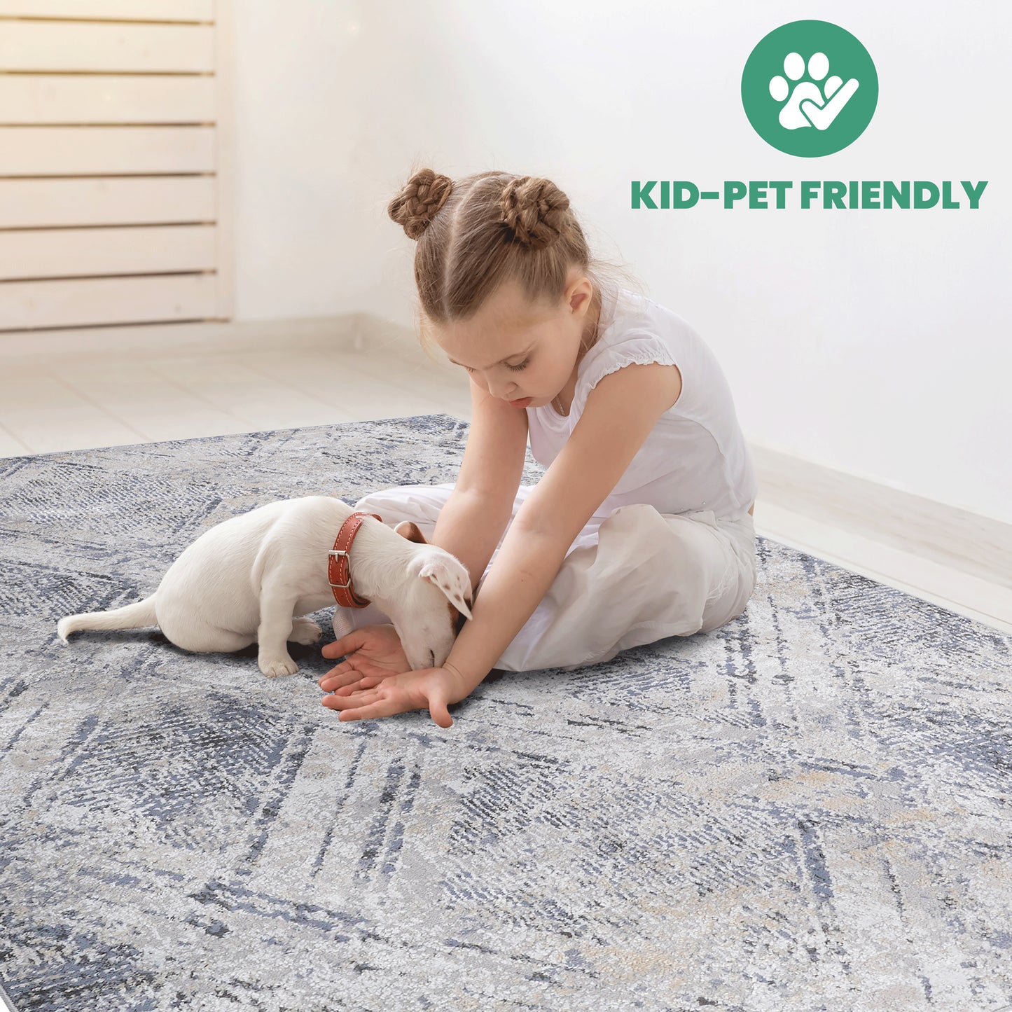 PAYAS 2X3 Blue Grey Geometric Doormat Rug