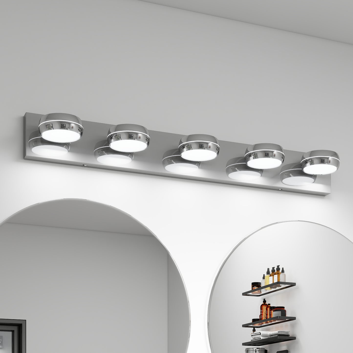 LED Bathroom Vanity Lights - 35in Modern Chrome Fixture