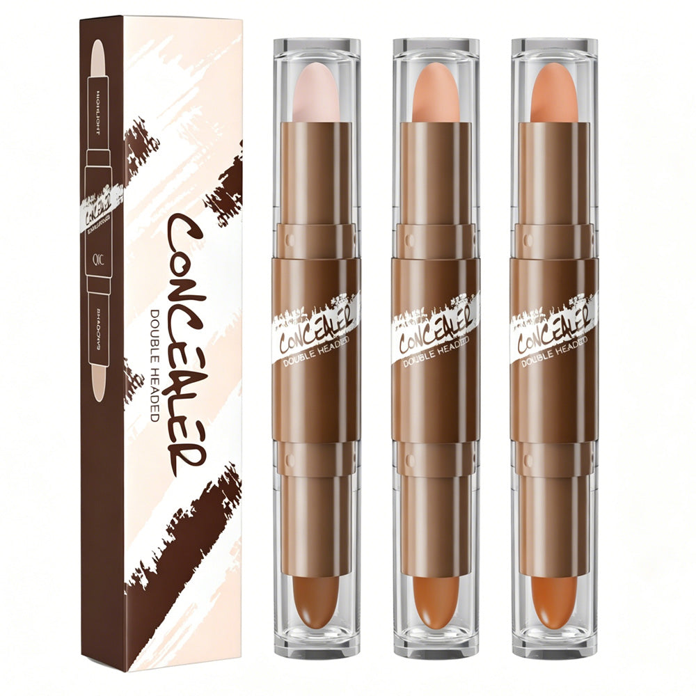 3-Piece Dual-Ended Contour & Highlighter Stick - Waterproof Makeup Set