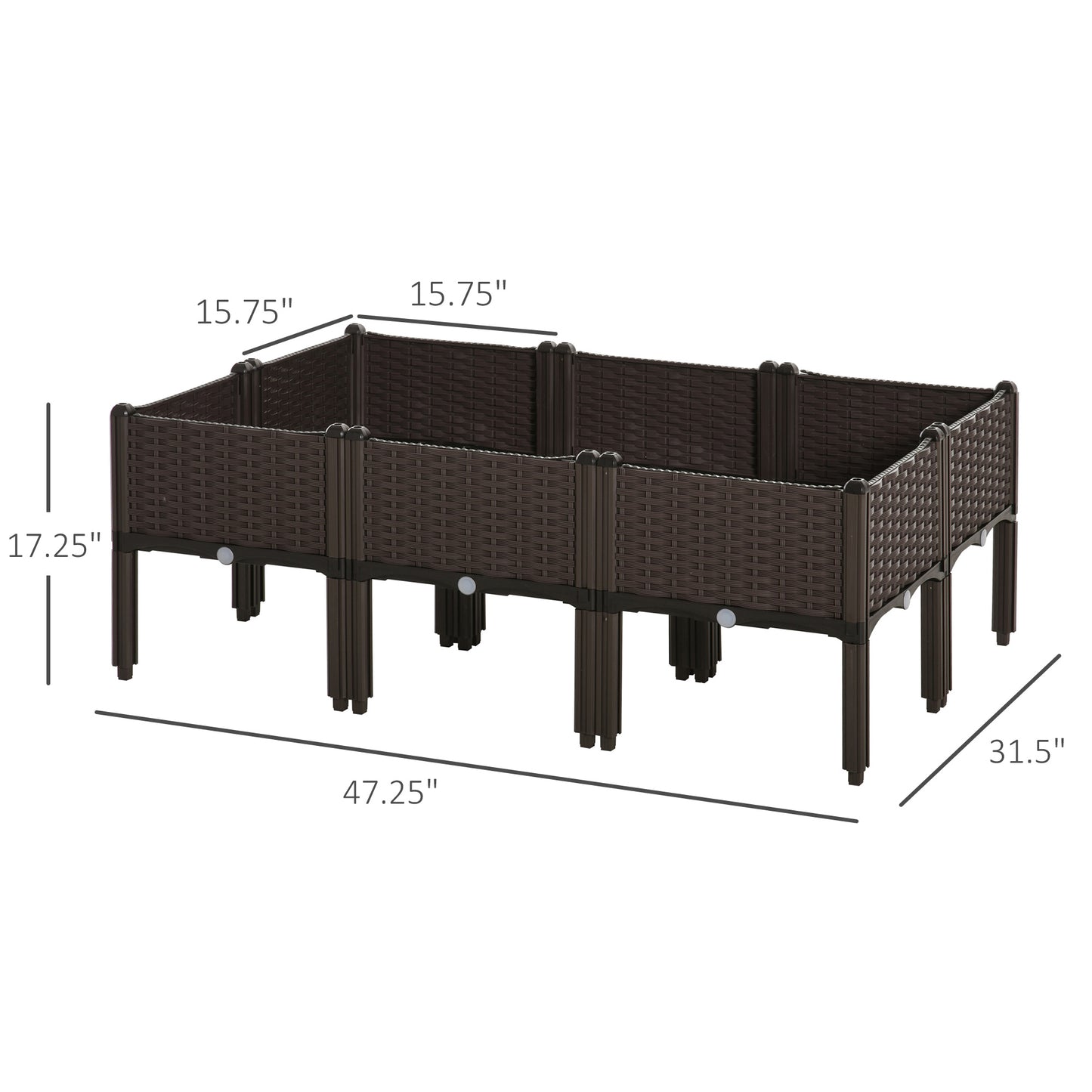 Raised Garden Bed with Legs - Planter Box for Flowers Herbs Vegetables 15x15 inches - Brown