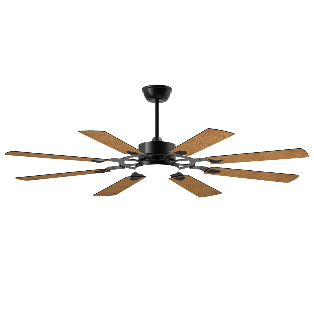 60 Inch Ceiling Fan with Lights and Remote Control - Reversible DC Motor, Black