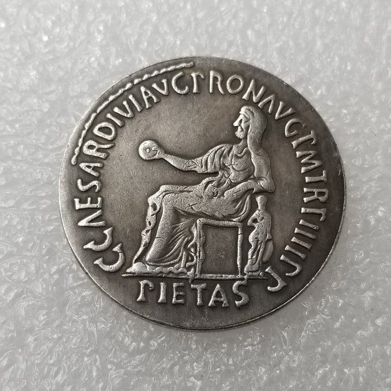 Roman-Style Antique Coin Decor - Silver-Plated Brass Collectible