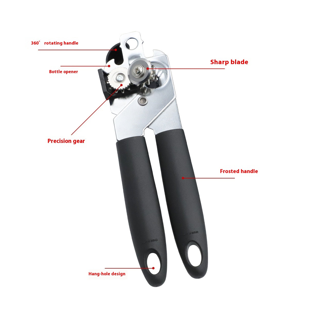 Stainless Steel Can and Bottle Opener Kitchen Tool - Black