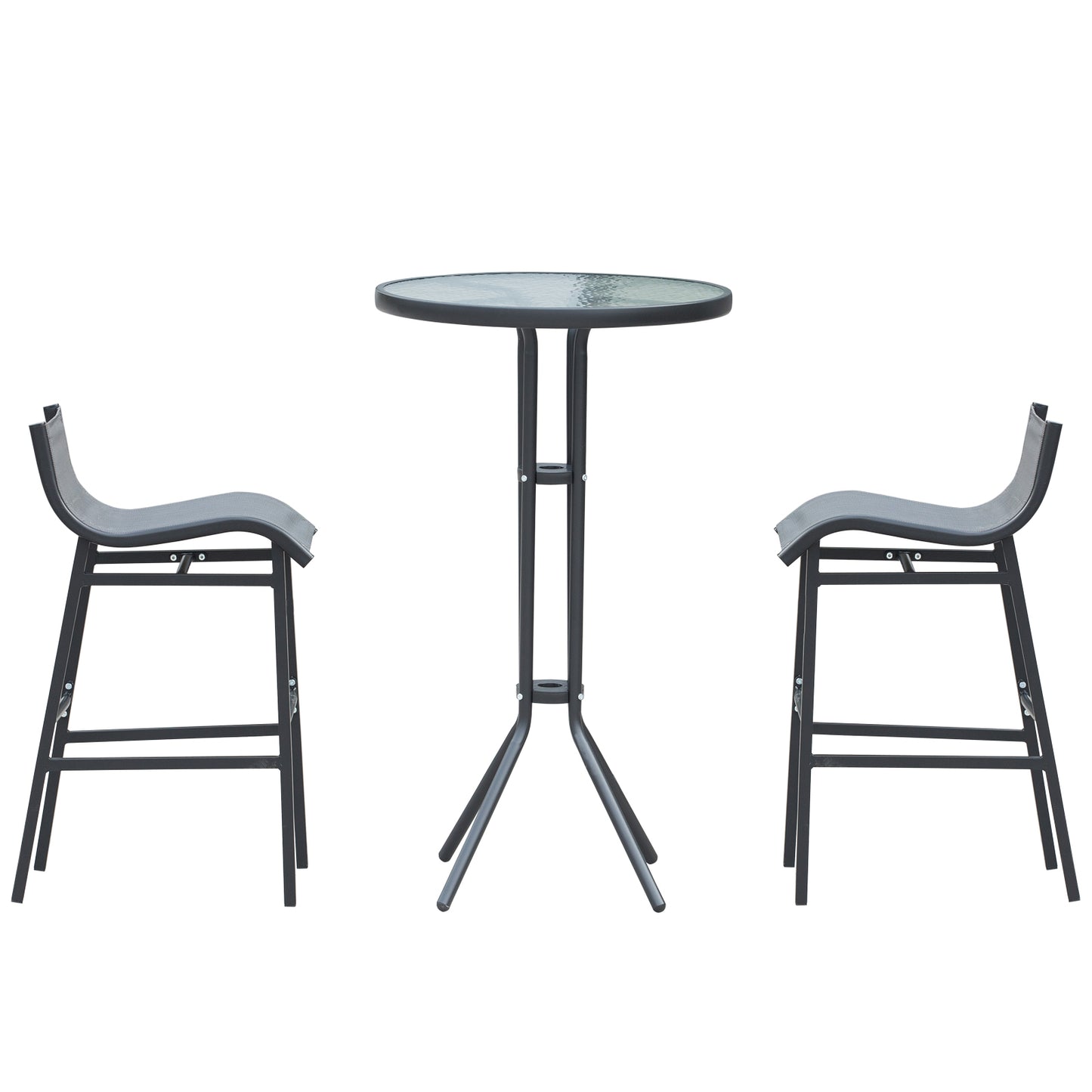 3 Piece Bar Height Outdoor Bistro Set for 2 - Charcoal Gray