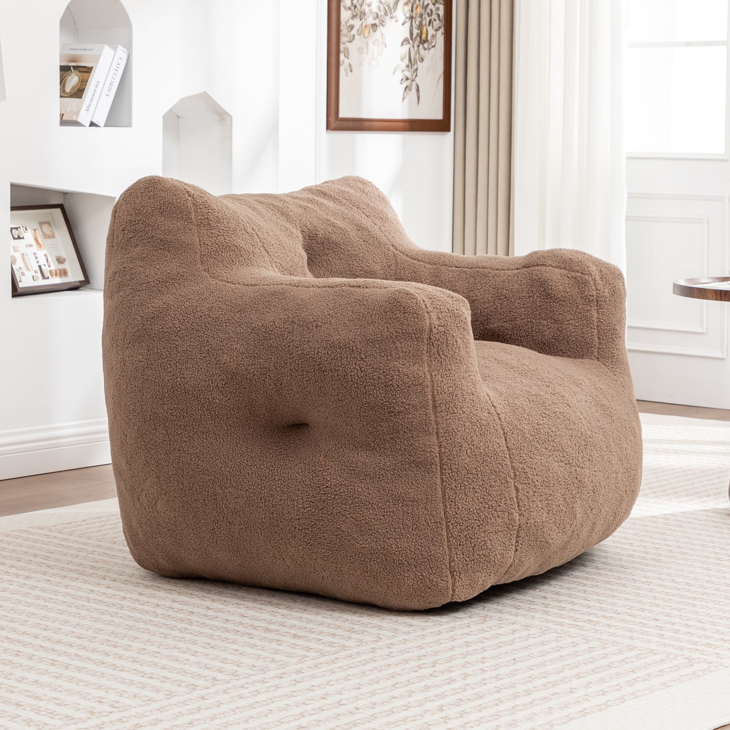 Bean Bag Chair, Sofa Chair With Armrests Stuffed High-Density Foam,
