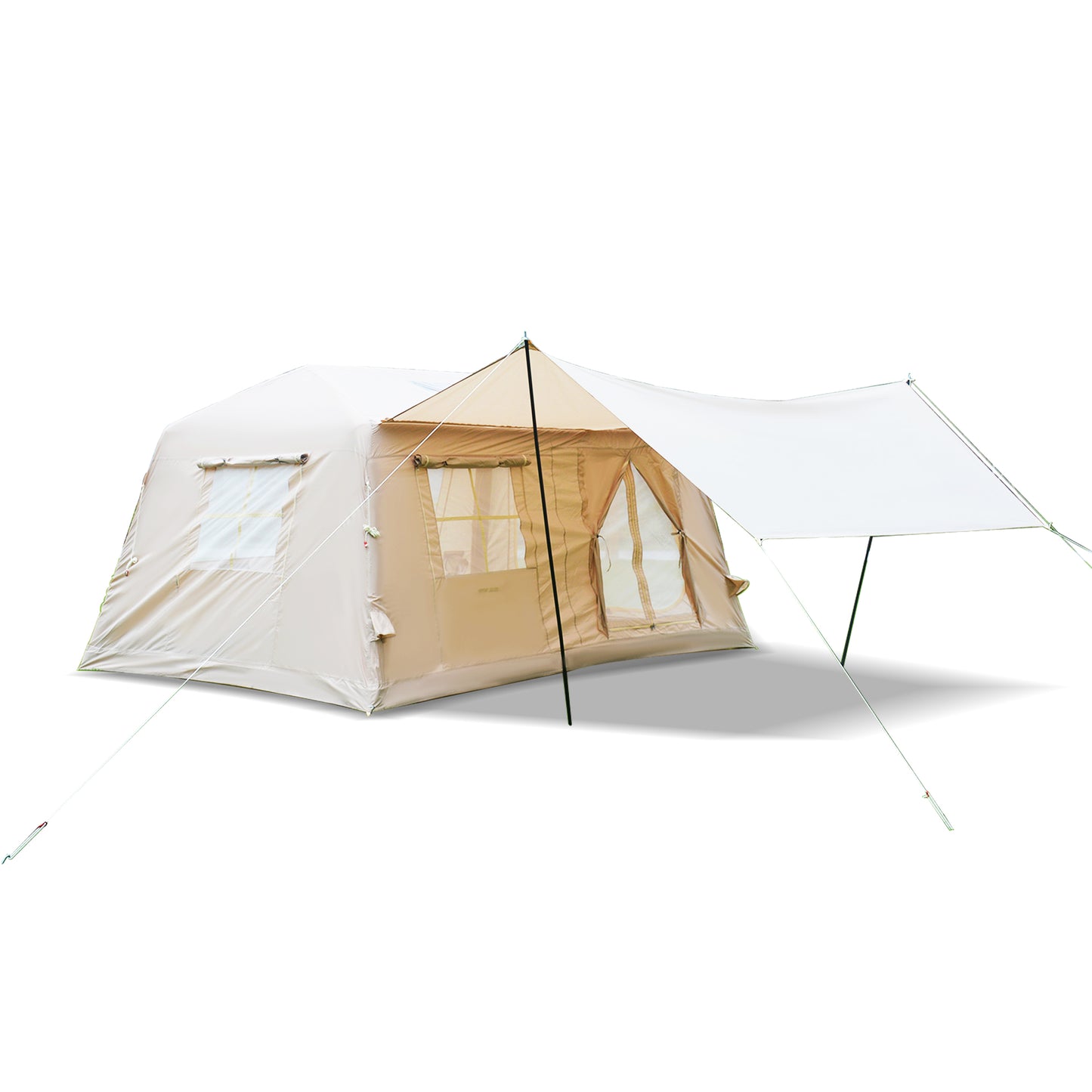 Inflatable Camping Tent for 8-10 People - Beige, Waterproof, Easy Setup