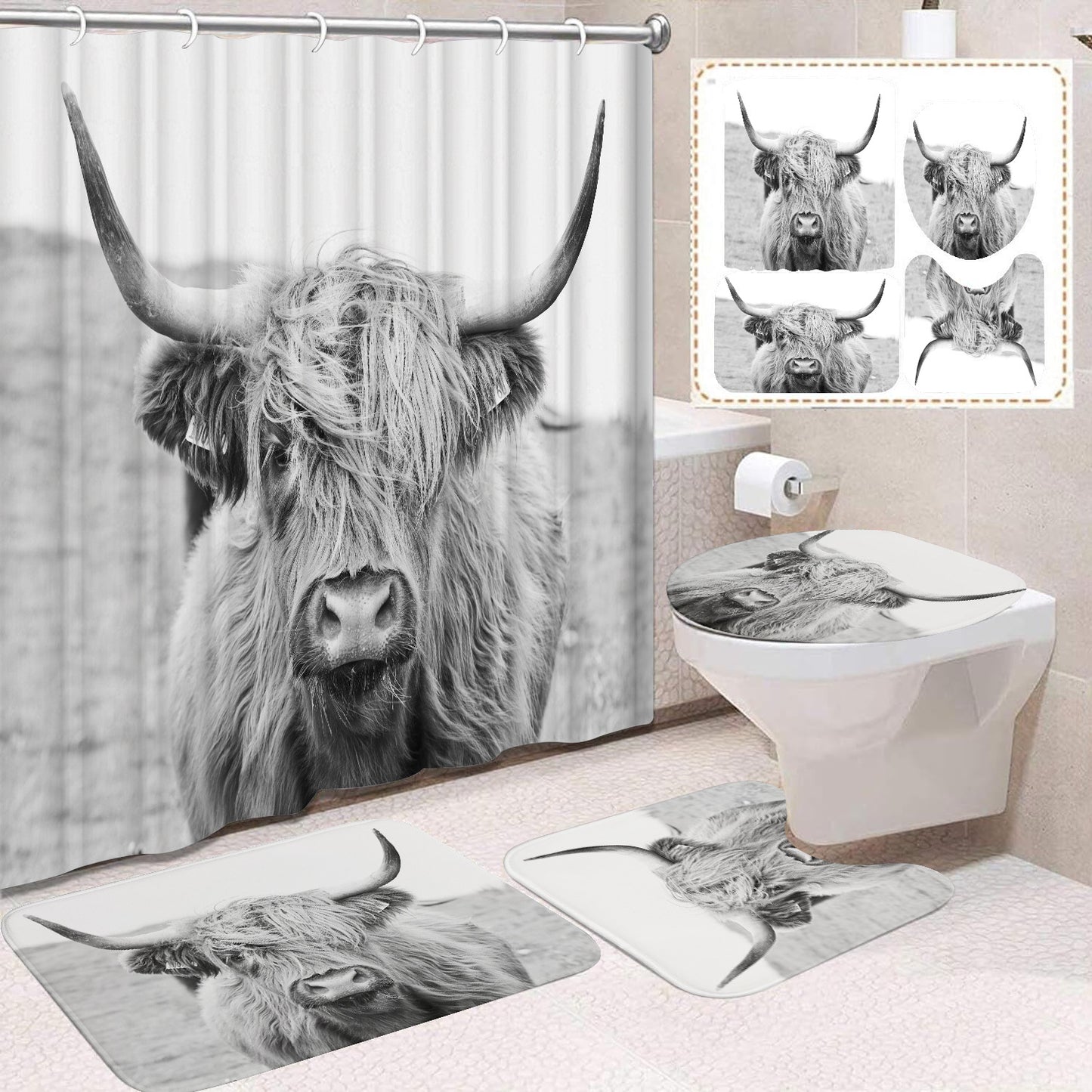 Waterproof Mildew-Resistant Shower Curtain Set - Multiple Sizes & Styles