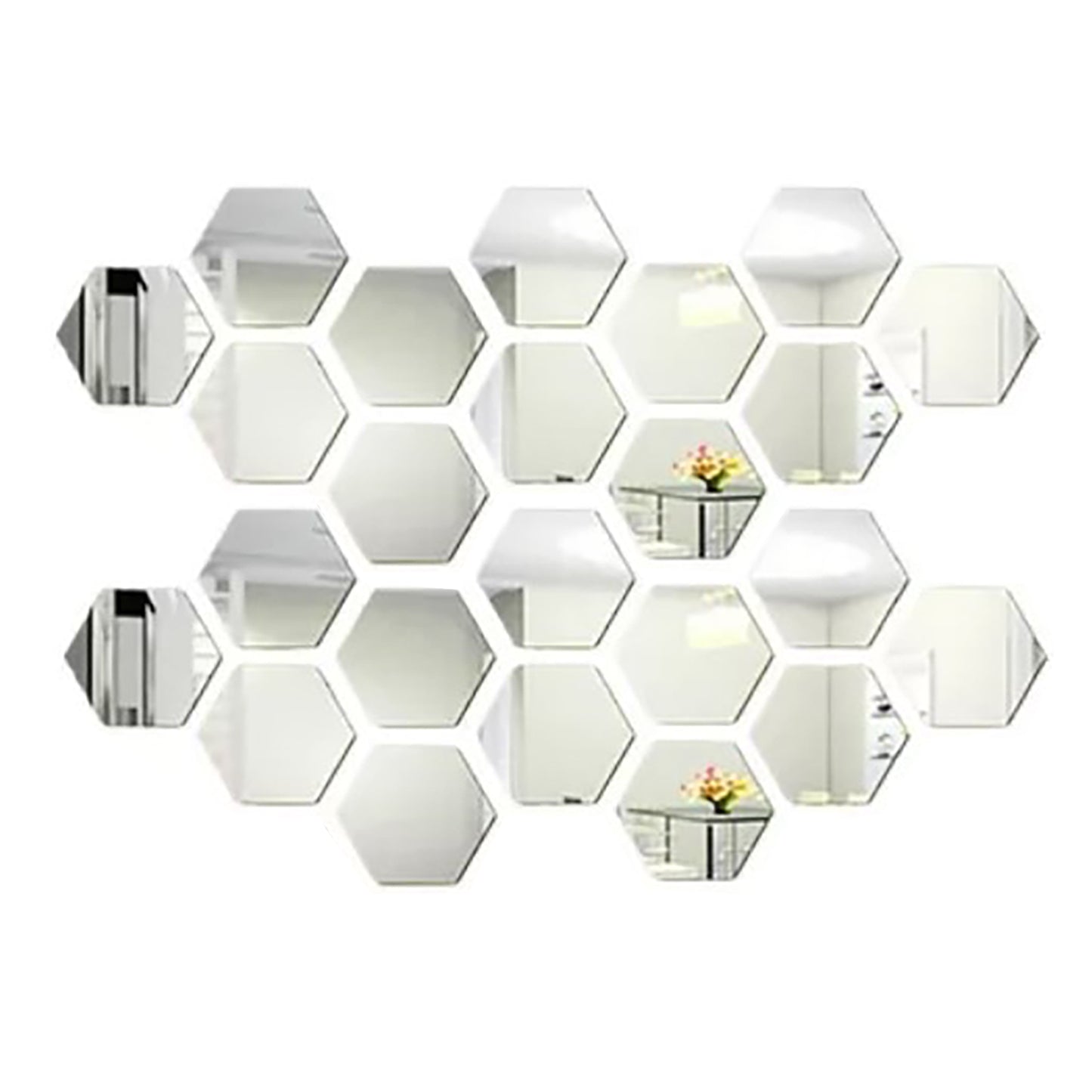 24PCS Hexagon Mirror Wall Stickers - Acrylic Home Decor