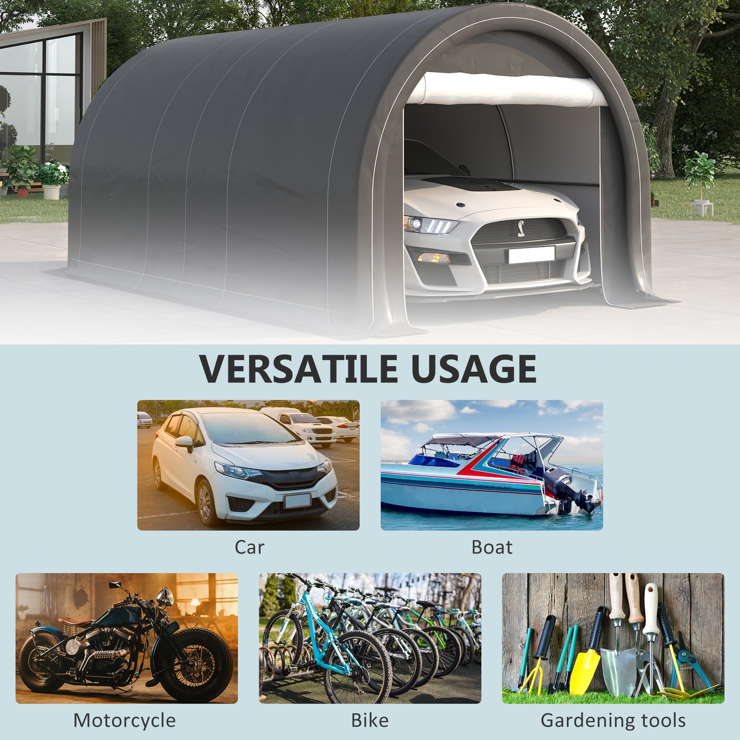 Heavy Duty Portable Carport Canopy - 10 x 16 ft, Gray