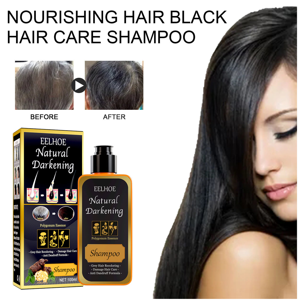 Polygonum Multiflorum Shampoo White To Black Hair Anti-drop Cleaning