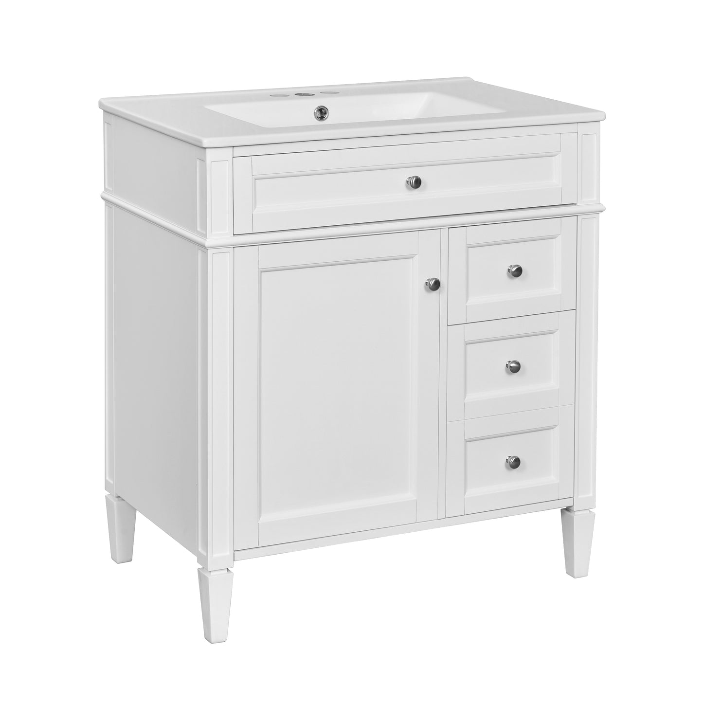30'' Modern Bathroom Vanity with Sink & Mirror Cabinet - White
