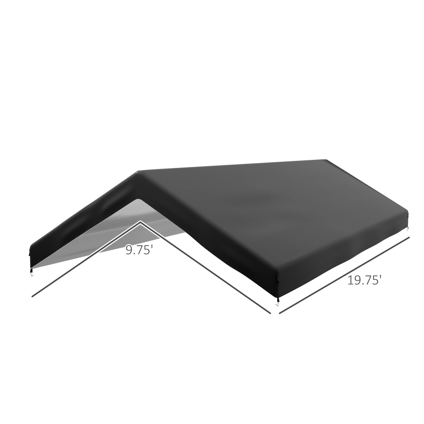 19.7' x 9.7' Carport Canopy Replacement Cover with Bungee Cords - Dark Gray