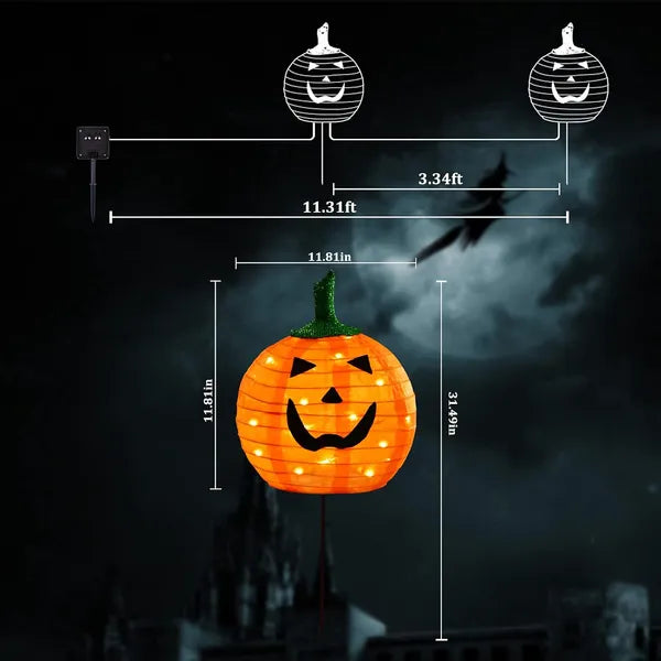 Solar Pumpkin LED Stake Lights - Set of 4 for Halloween Decoration