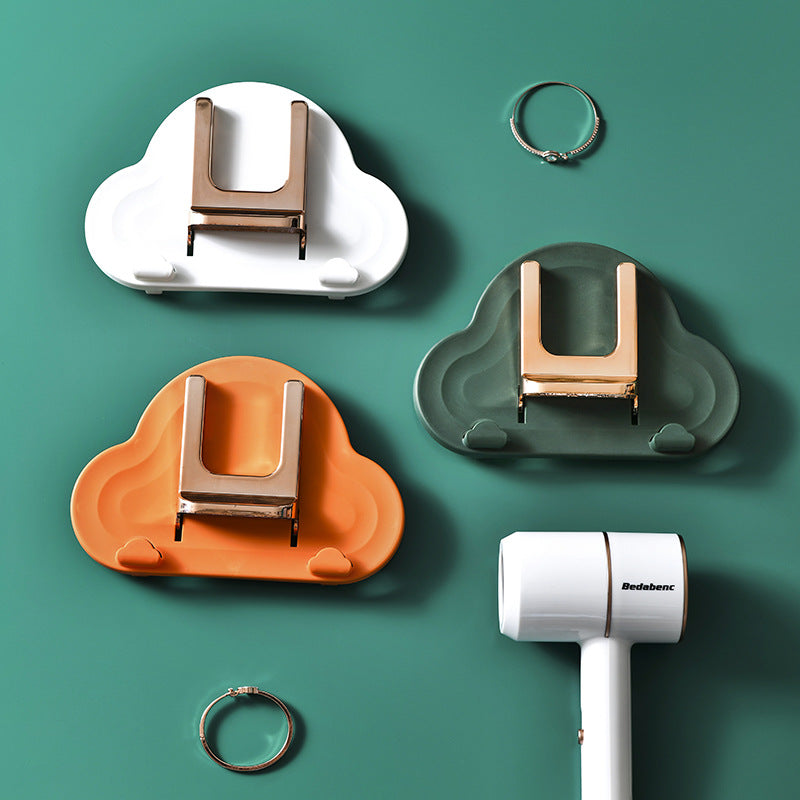 Foldable Hair Dryer Hanger for Bathroom Storage - Non-Perforated, Space Saving