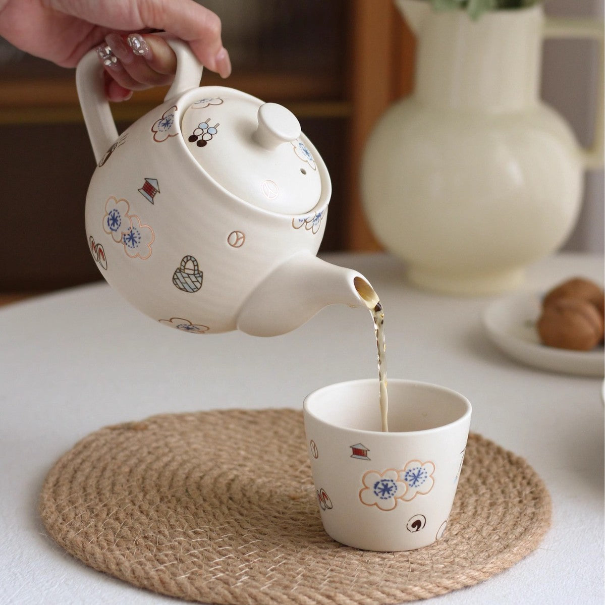 Japanese-Style Ceramic Dinnerware & Tea Set - Cute Porcelain Tableware