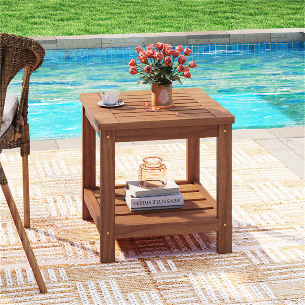 Versatile 2-Tier Wooden Side Table, Easy Assembly Nightstand For