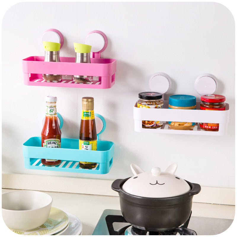 Wall-Mounted Bathroom and Kitchen Storage Rack Punch-Free Space Saver