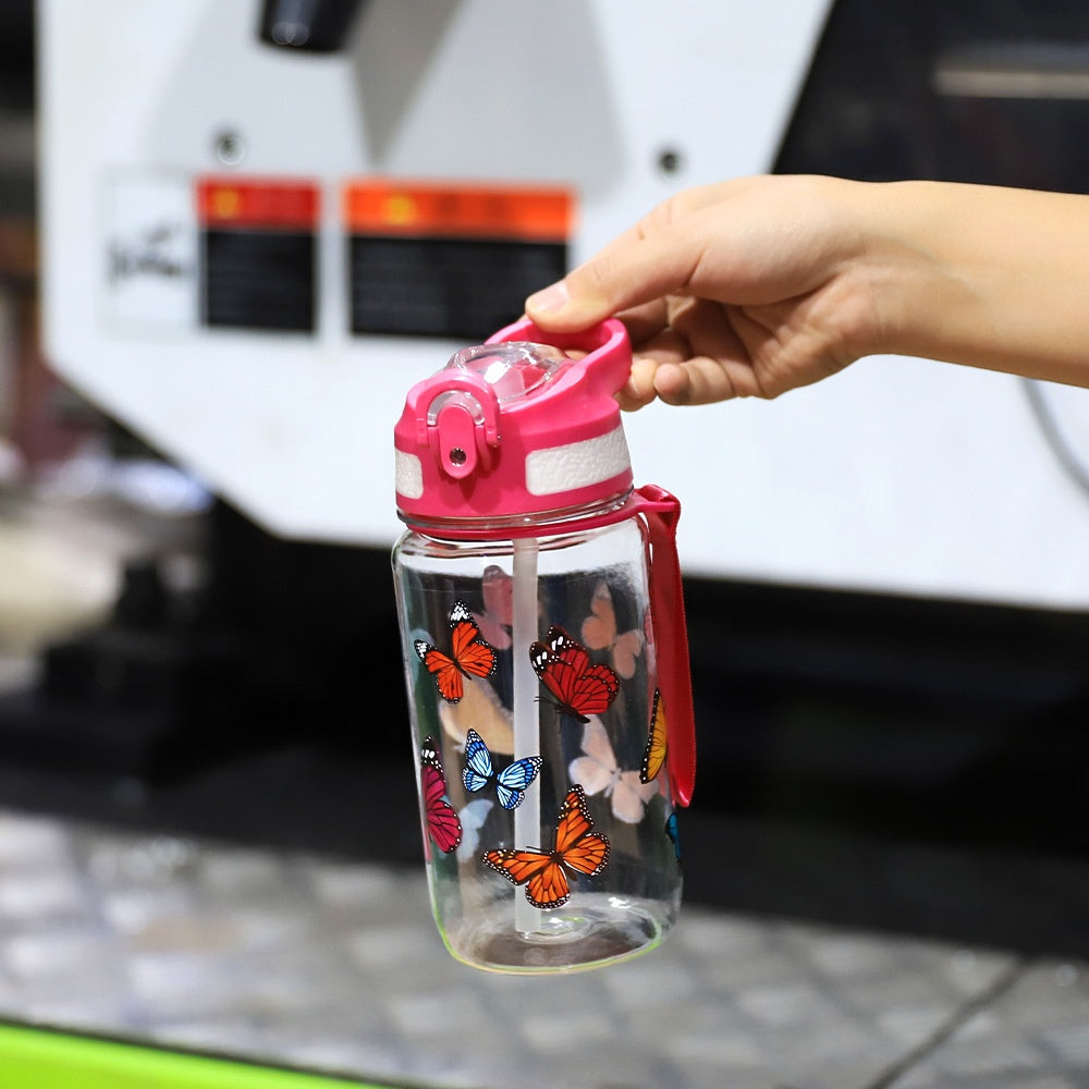 600ml Portable Cartoon Handle Drink Cup - Kids Travel Water Bottle
