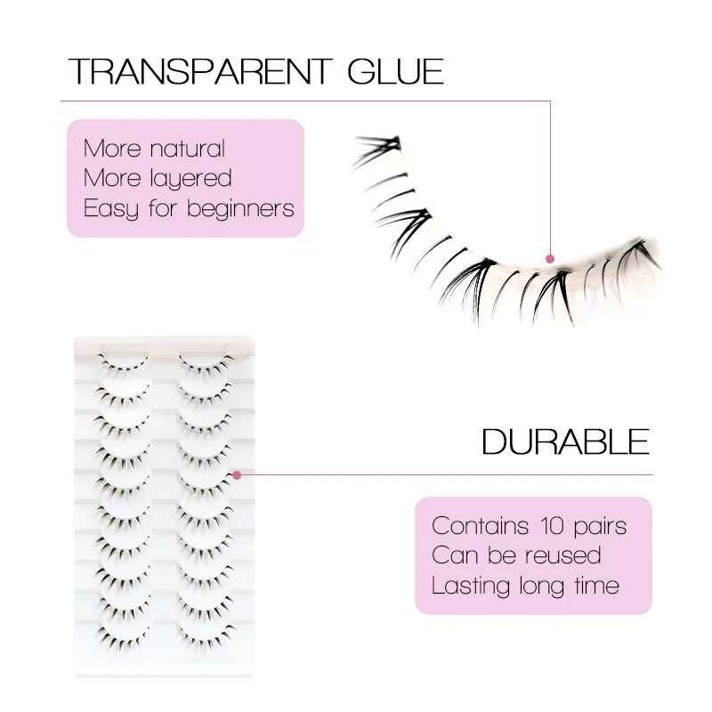 10 Pairs Stylish False Eyelashes - Manga Lowe Eye Makeup Lashes
