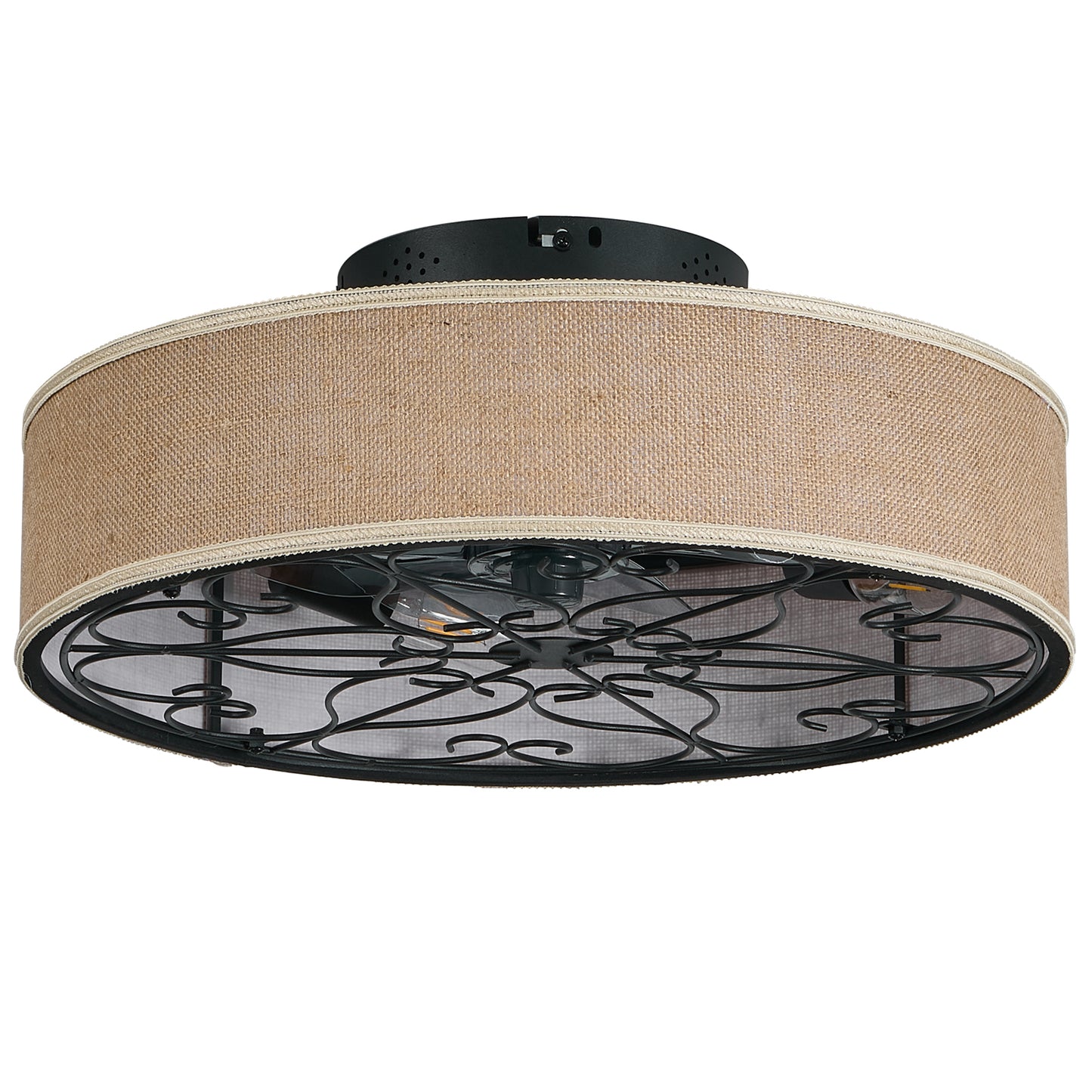 20-Inch Bladeless Ceiling Fan with Lights & Remote - Farmhouse Style