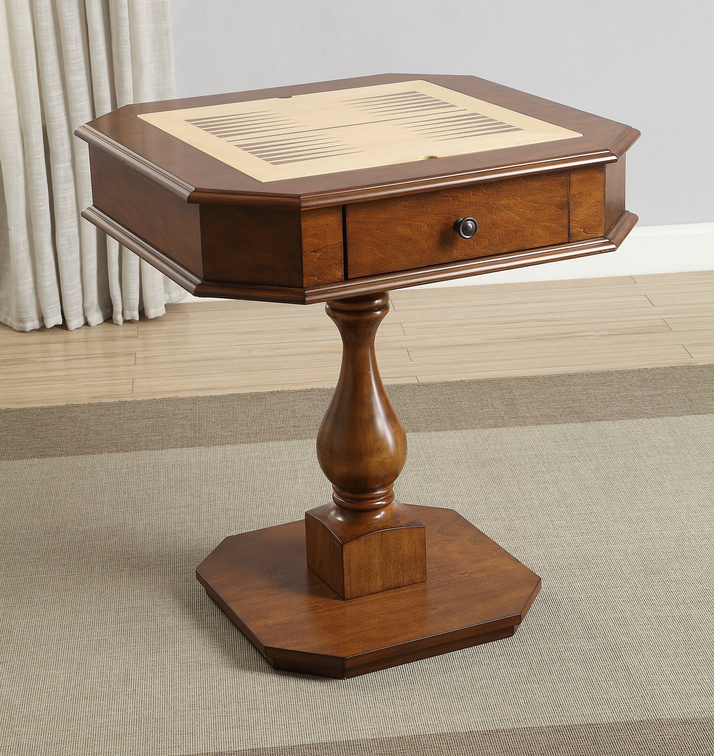 Bishop Cherry Finish Reversible Chess & Checker Game Table