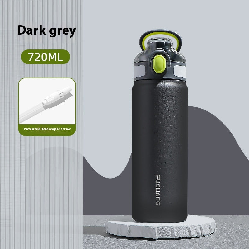 Large Capacity Stainless Steel Travel Kettle with Retractable Straw