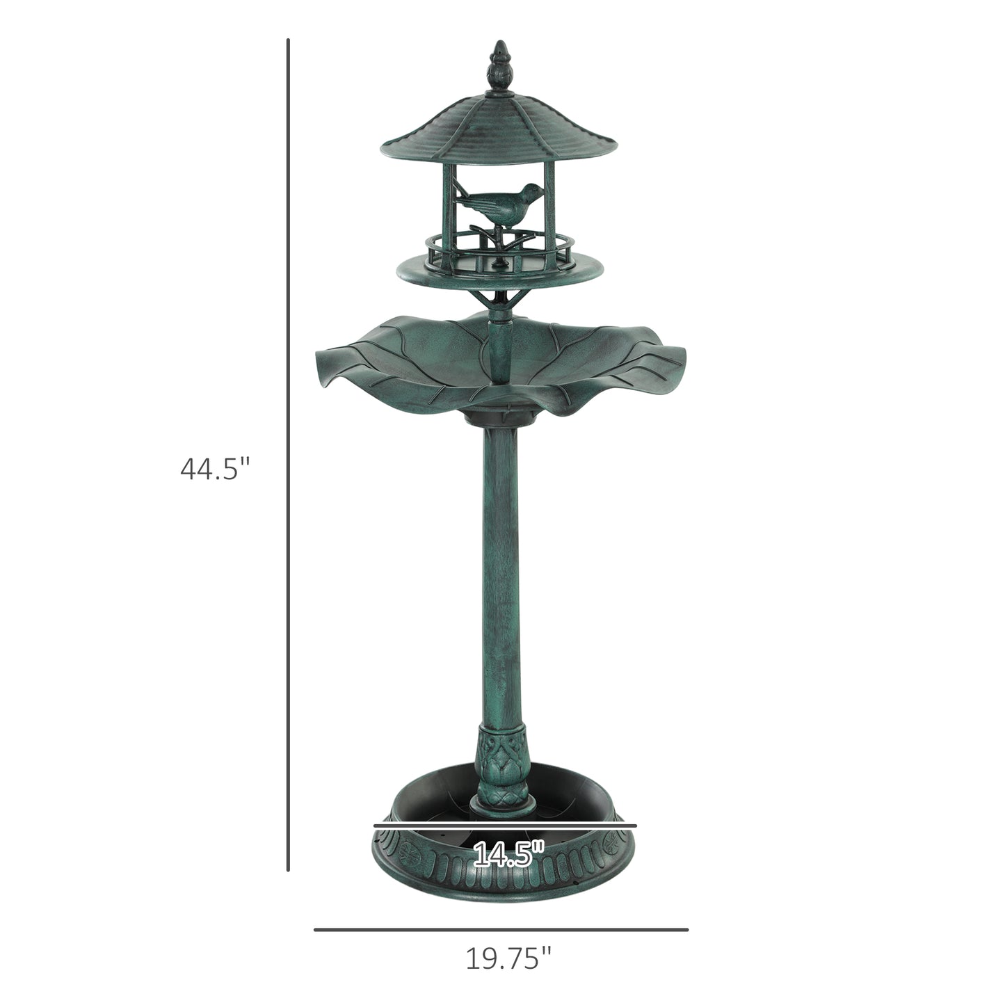 3-in-1 Garden Bird Bath with Feeder and Flower Planter - Green