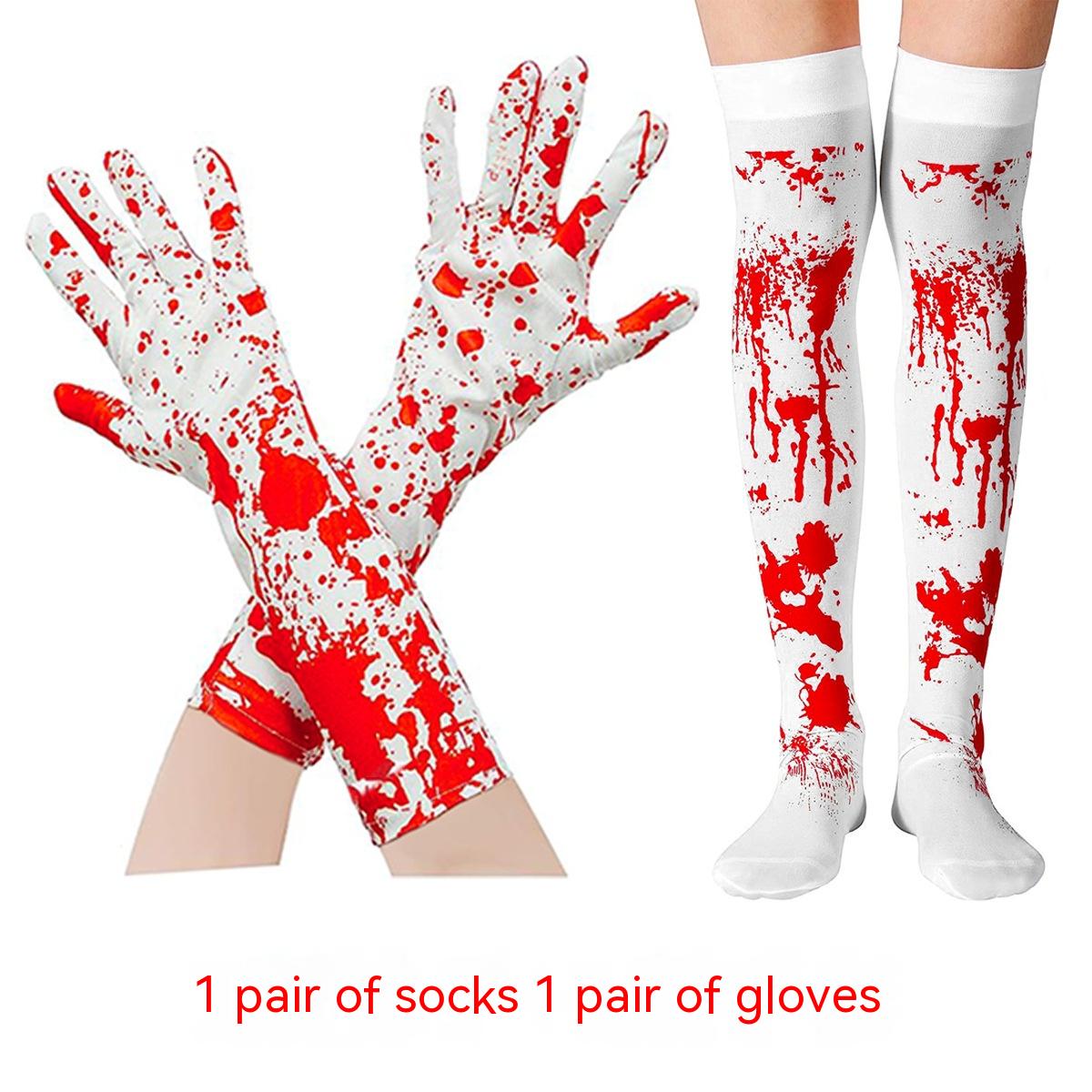 Halloween Horror Blood Stain Gloves & Socks Set - Decorative Party Accessories