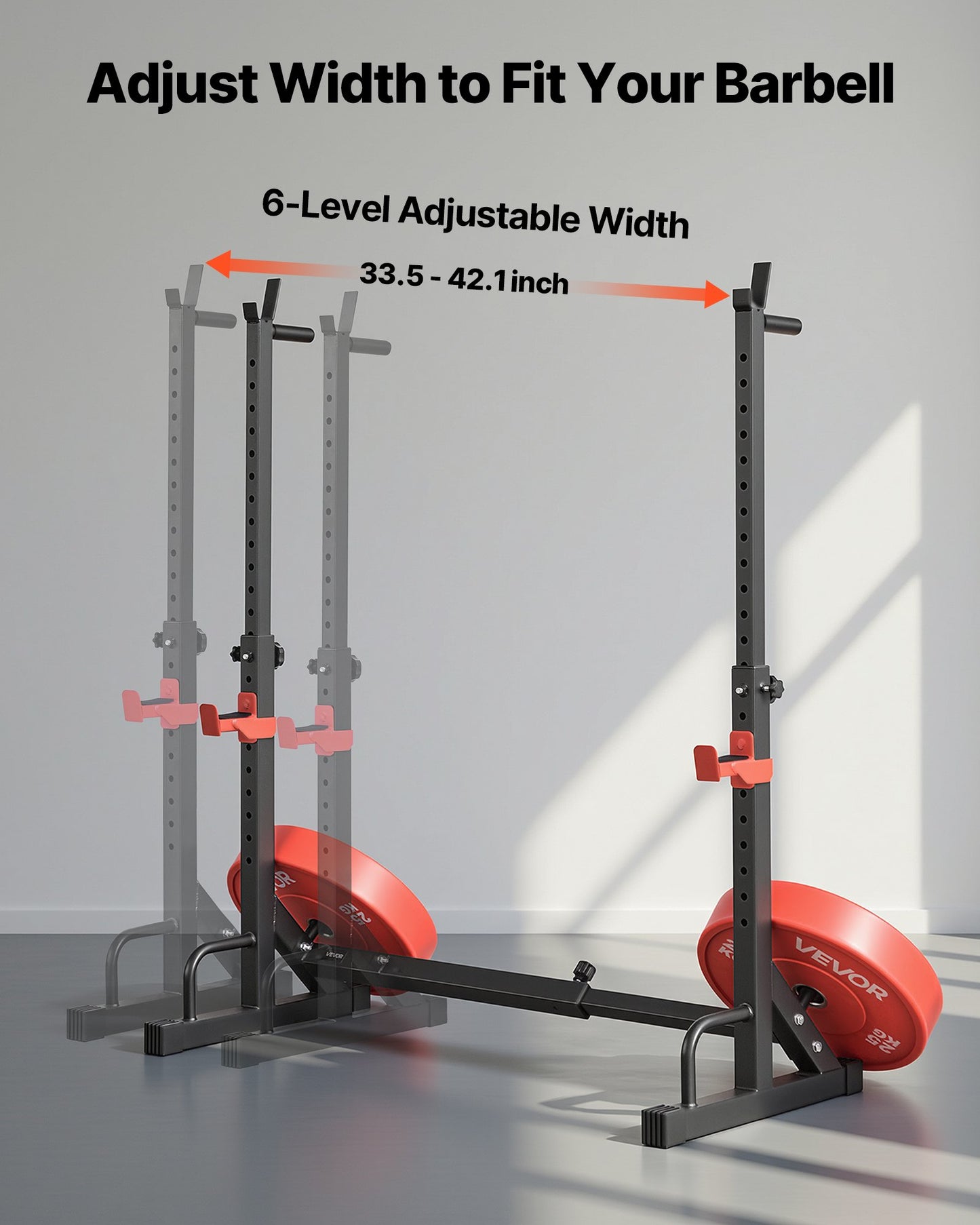 Power Cage Squat Rack for Home Gym - Adjustable Weight Lifting Equipment with Barbell Storage & J-Hooks