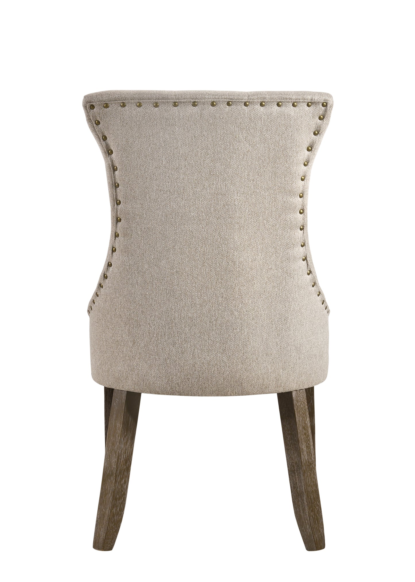 Two-Tone Beige Fabric Side Chair Set of 2 - Gray Finish
