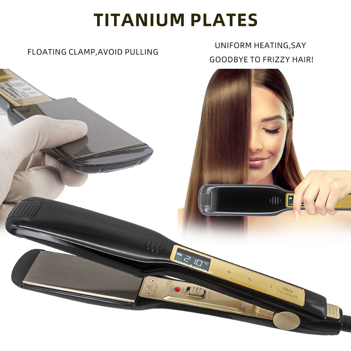 Electric Hair Straightener for Hair Salon Styling - Wired, 80W Power