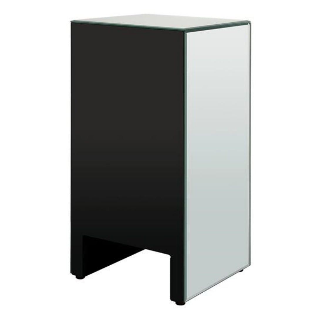 Mirrored Glass Bedside Table with 3 Drawers - Silver