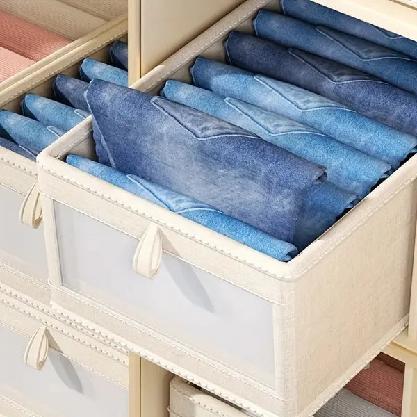 Foldable Clothes Storage Box With Viewing Window - Heavy-Duty