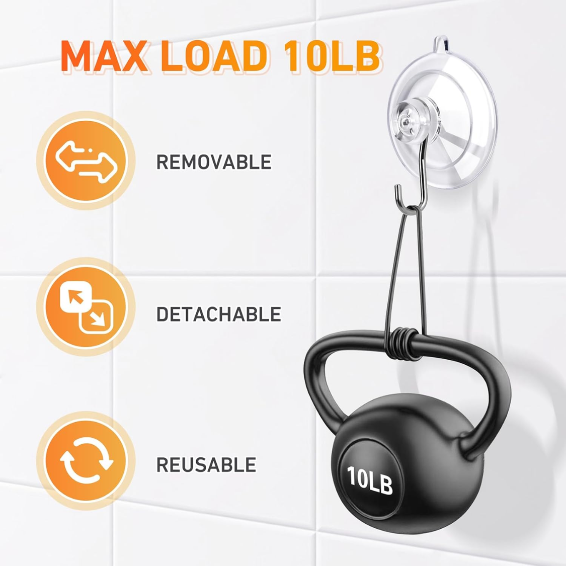 Suction Cup Hooks - 12 Pack Clear Medium Reusable Hooks