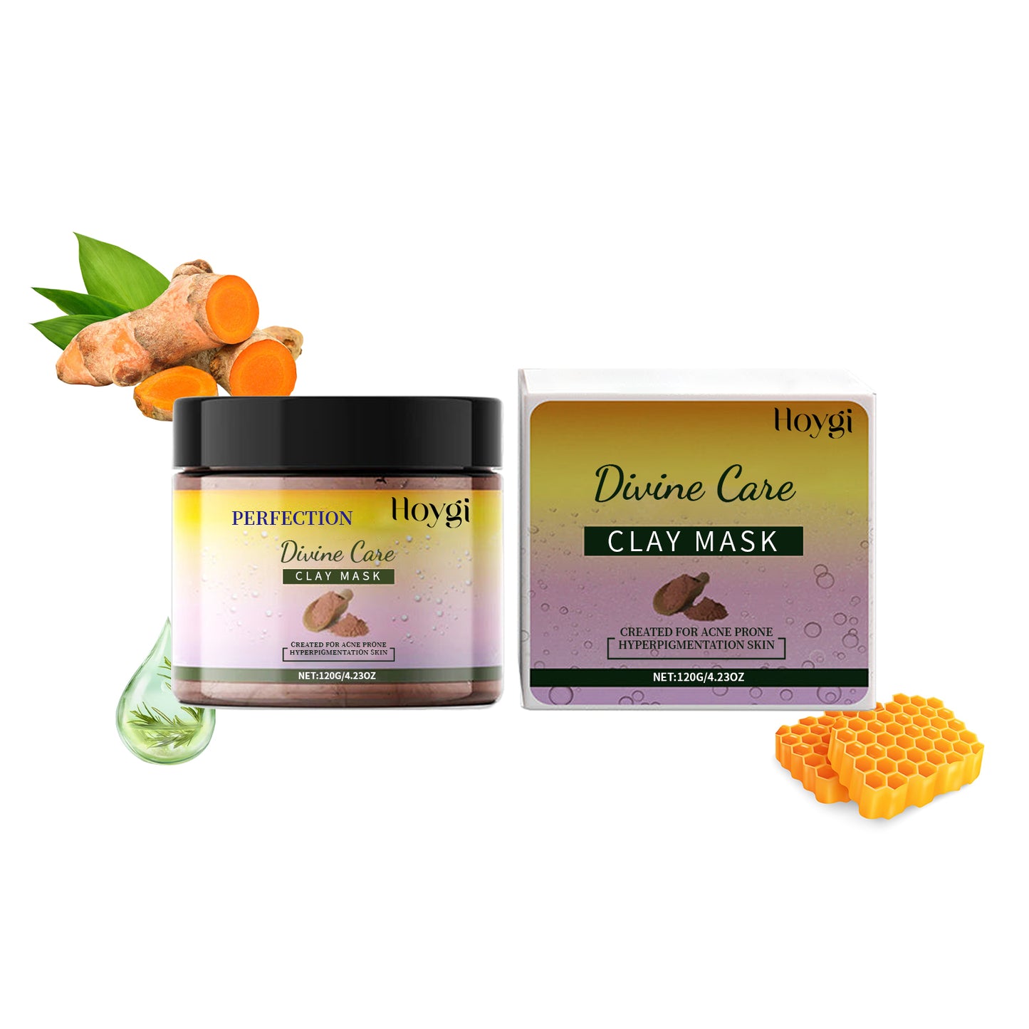 Brightening Facial Mask with Turmeric & Tea Tree Oil - Deep Moisturizing Care