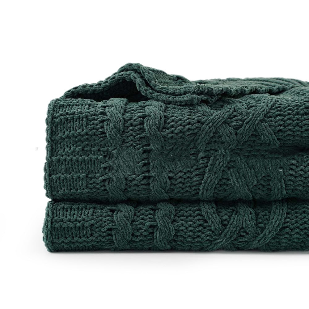 Heavy Weight Knitted Blanket - Thick Chenille Bed Cover for Home & Bedroom