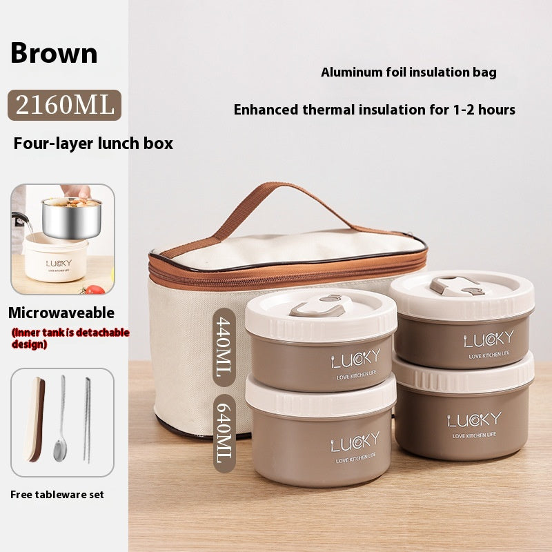 Microwaveable Lunch Box with Insulation and Stainless Steel Grid - Multiple Sizes