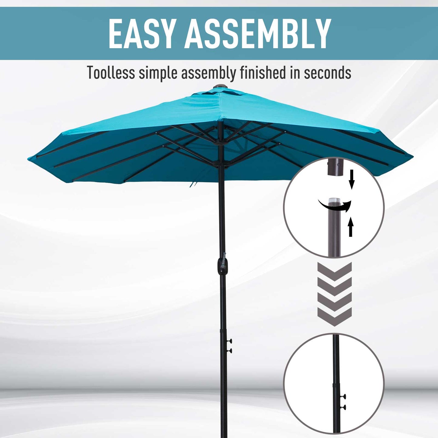 15ft Double-Sided Patio Umbrella with Crank - Blue