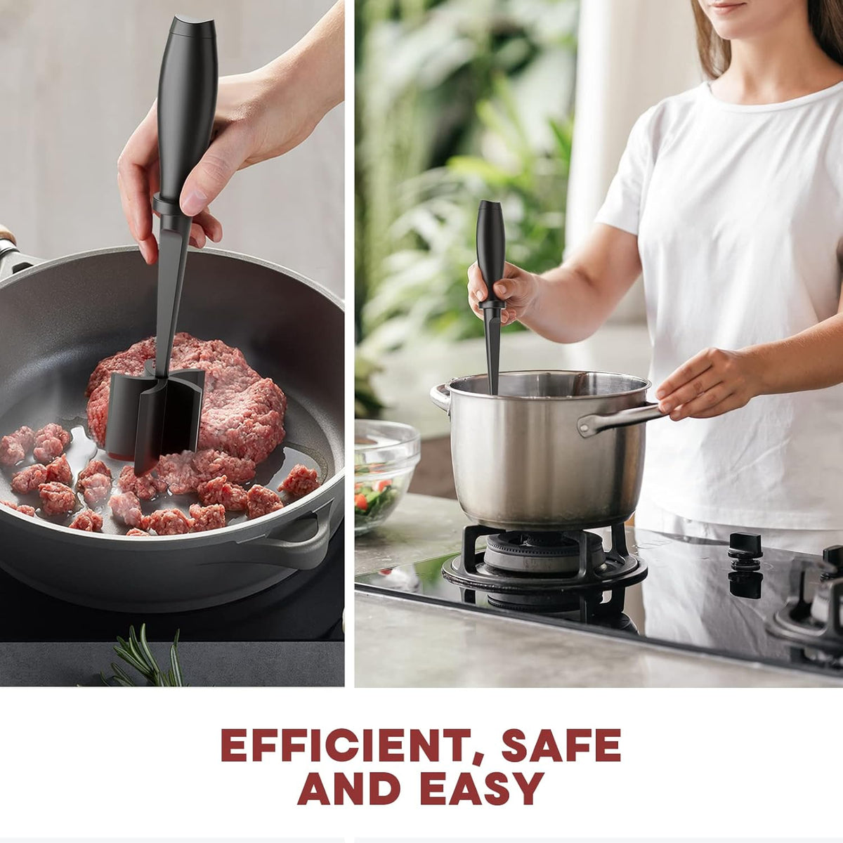 Meat Chopper for Ground Beef & Turkey - Non-Stick Nylon Masher & Smasher