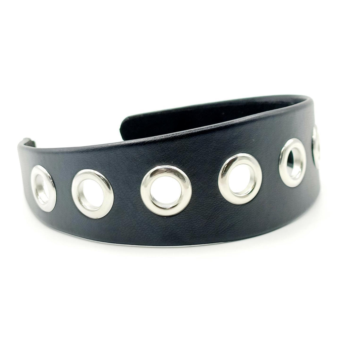 Rivet Punk Headband - Wide Style, Black