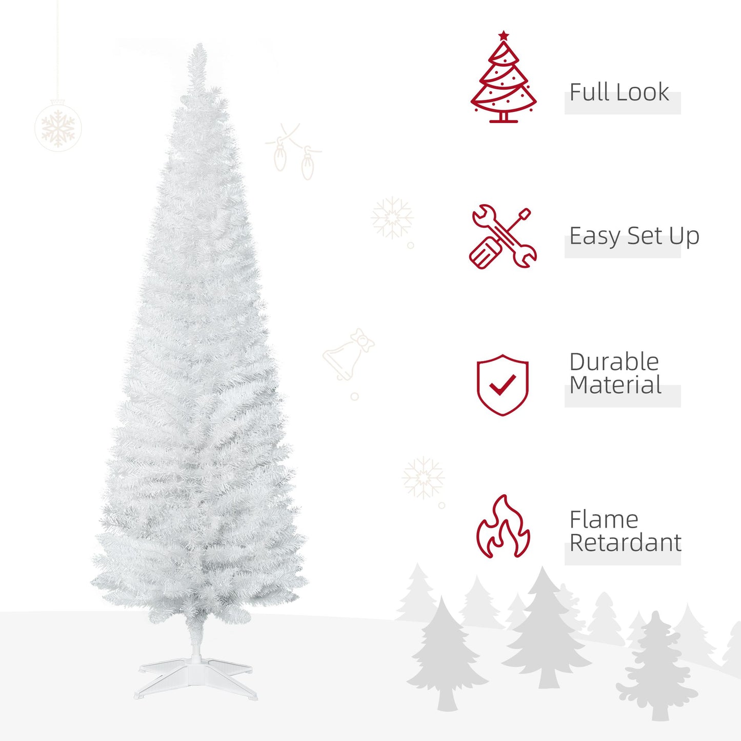 6 FT White Artificial Christmas Tree - Holiday Indoor Decoration