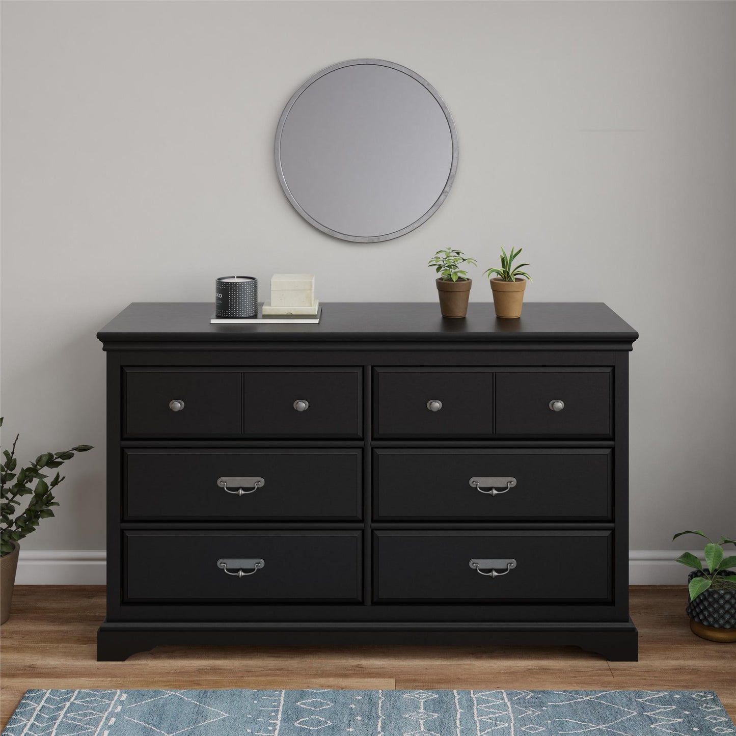 Bristol 6 Drawer Dresser - Elegant Black MDF Storage Unit