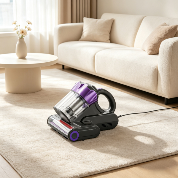 550W Handheld Mattress Vacuum Cleaner with HEPA Filter & Hot Air - Gray