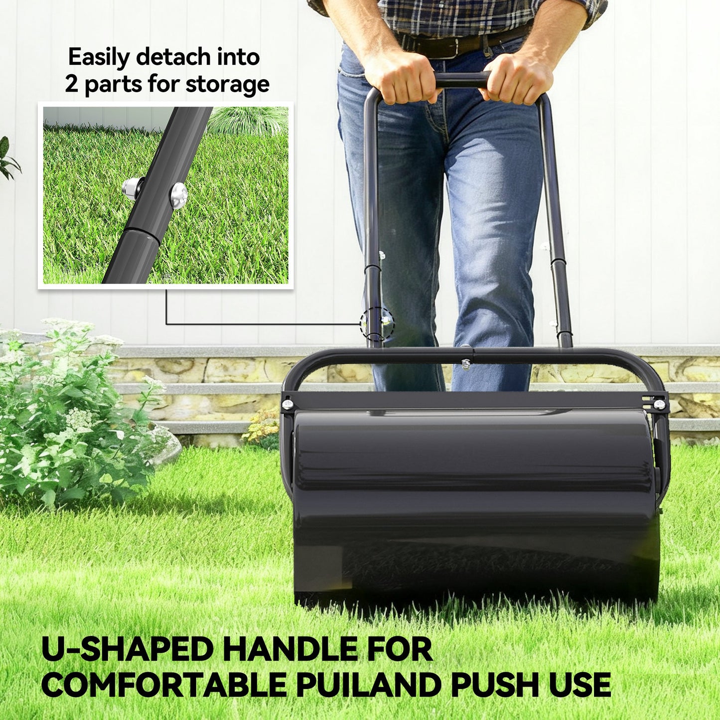 20-Inch Tow-Behind Lawn Roller with 10 Gallon Water/Sand Capacity for Flattening Sod