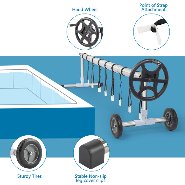 18ft Swimming Pool Membrane Roller - 5 Sections, 60kg Black