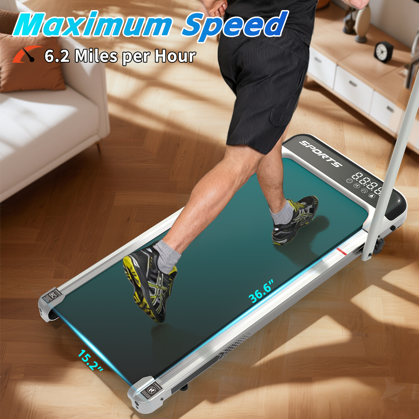 3 in 1 Foldable Under Desk Treadmill with Incline & LED Display