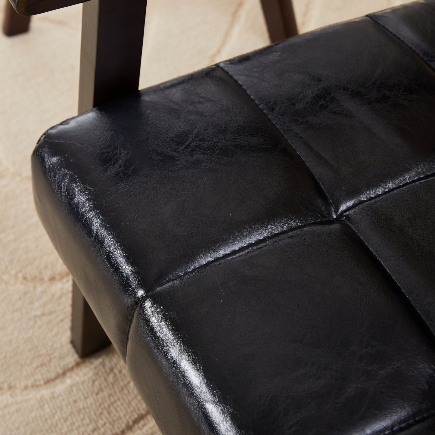 Modern High Back Armchair - Antique Black PU Leather