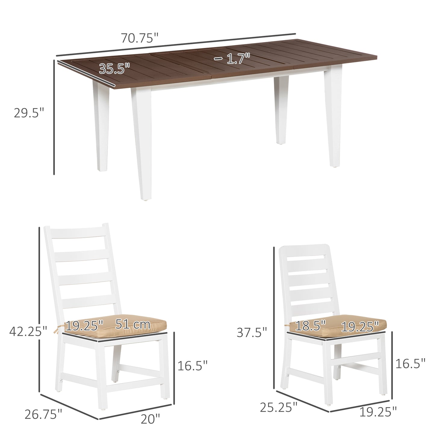 Patio Dining Set for 6 with Cushions & Umbrella Hole - Coffee