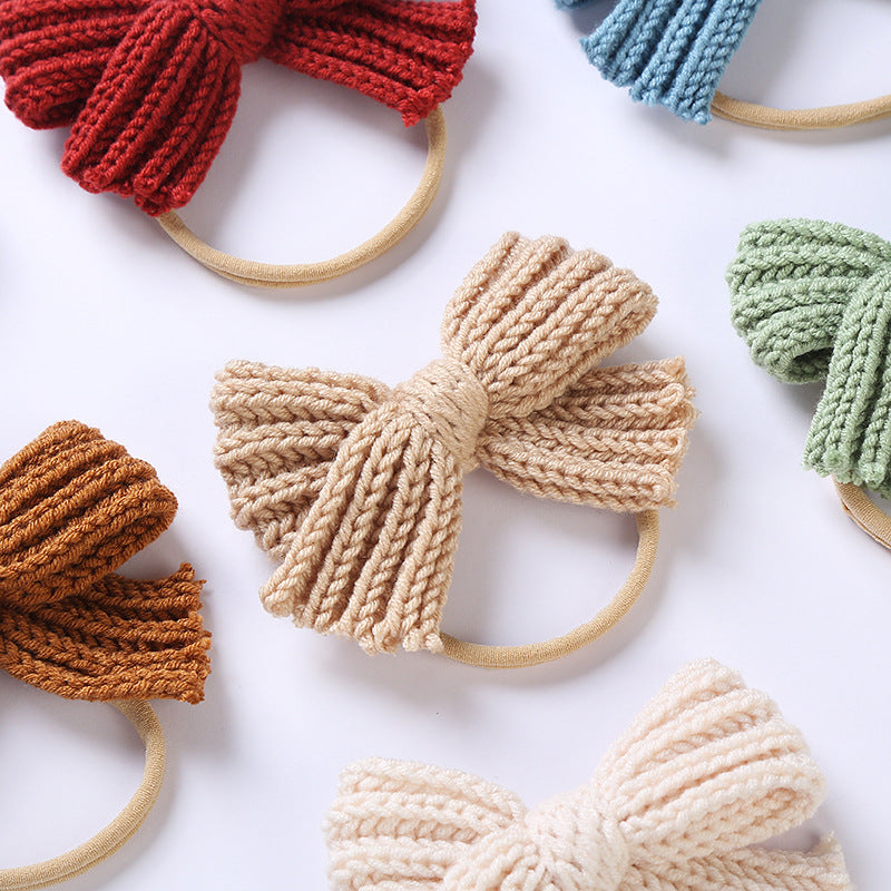 European and American Style Wool Bow Baby Hair Band - Assorted Colors, 10.5x7cm