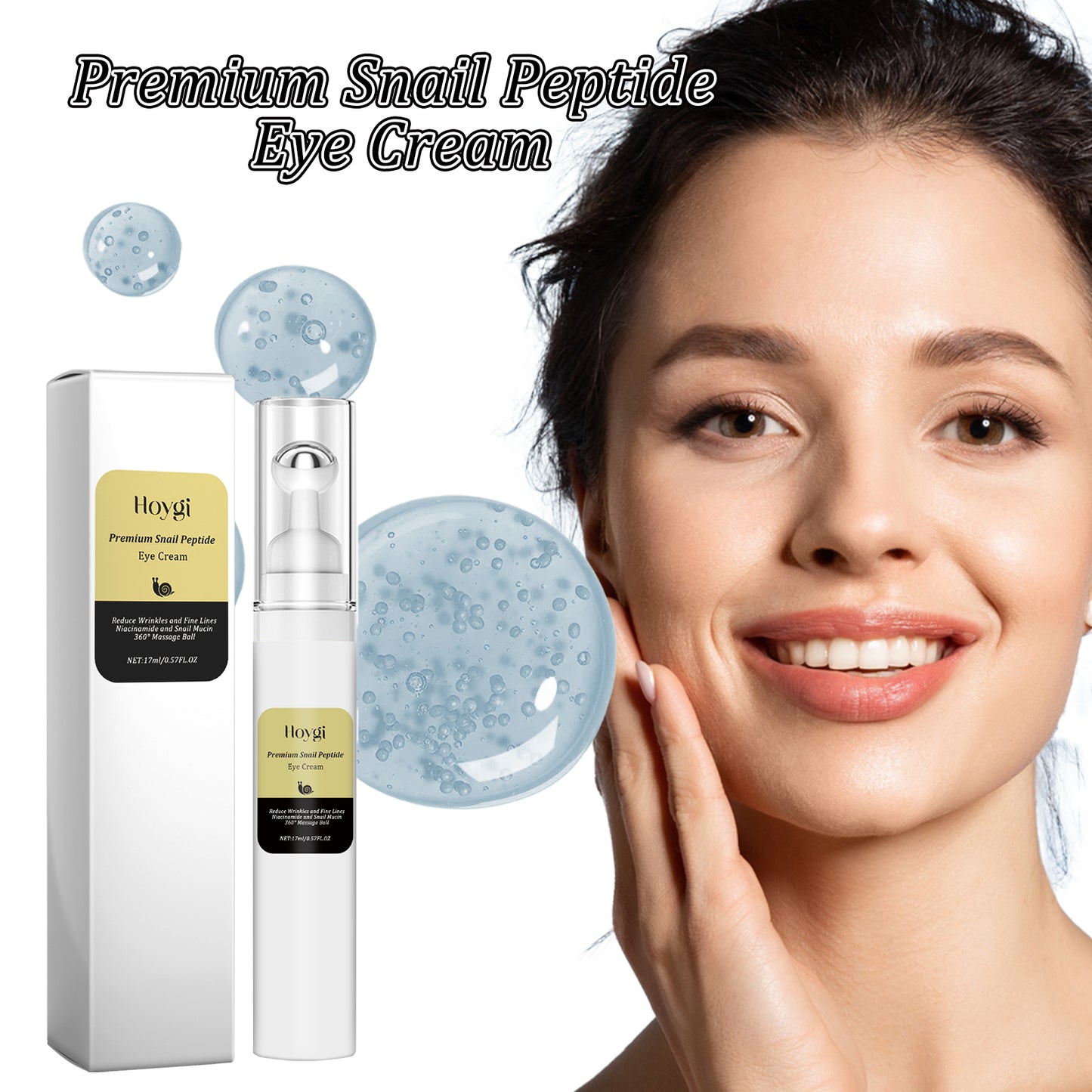 Snail Peptide Eye Cream with Roller Applicator for Puffiness & Fine Lines